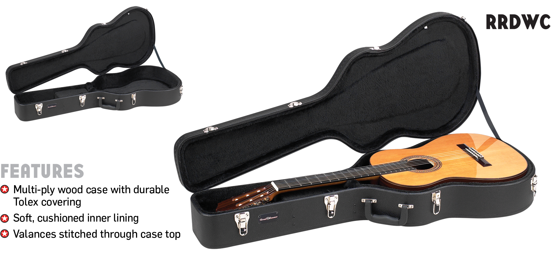 Deluxe Wood Classical Guitar Case Road Runner RRDWC