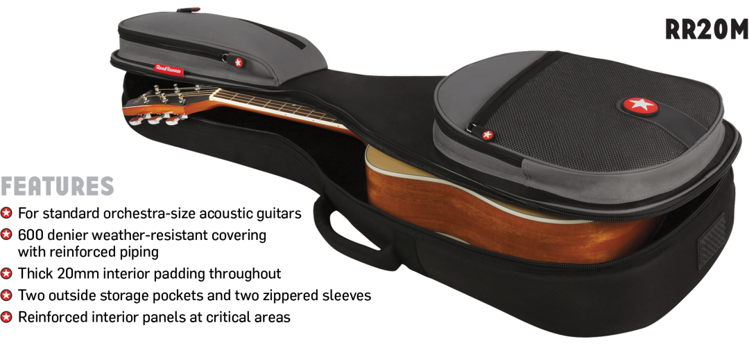 OrchestraSize Acoustic Guitar Gig Bag Padded Road Runner RR2OM