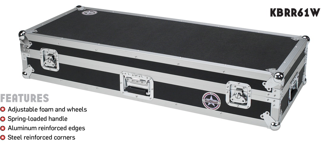 61 Key Keyboard Flight Case with Casters Road Runner KBRR61W