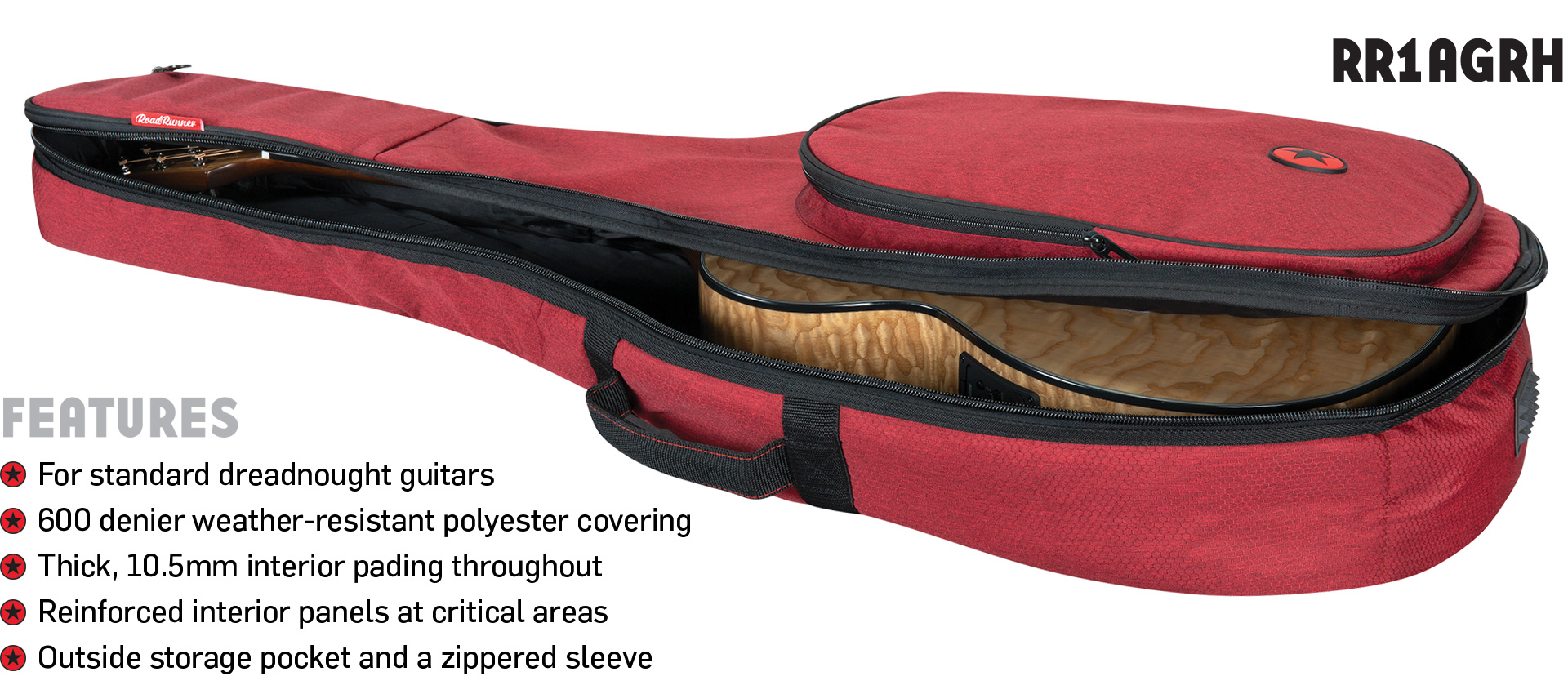 Road Runner RR1AGRH Acoustic Guitar Bag Red Honeycomb